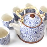 Lovely Herbal Teapot Set - Blue Star with six matching cups