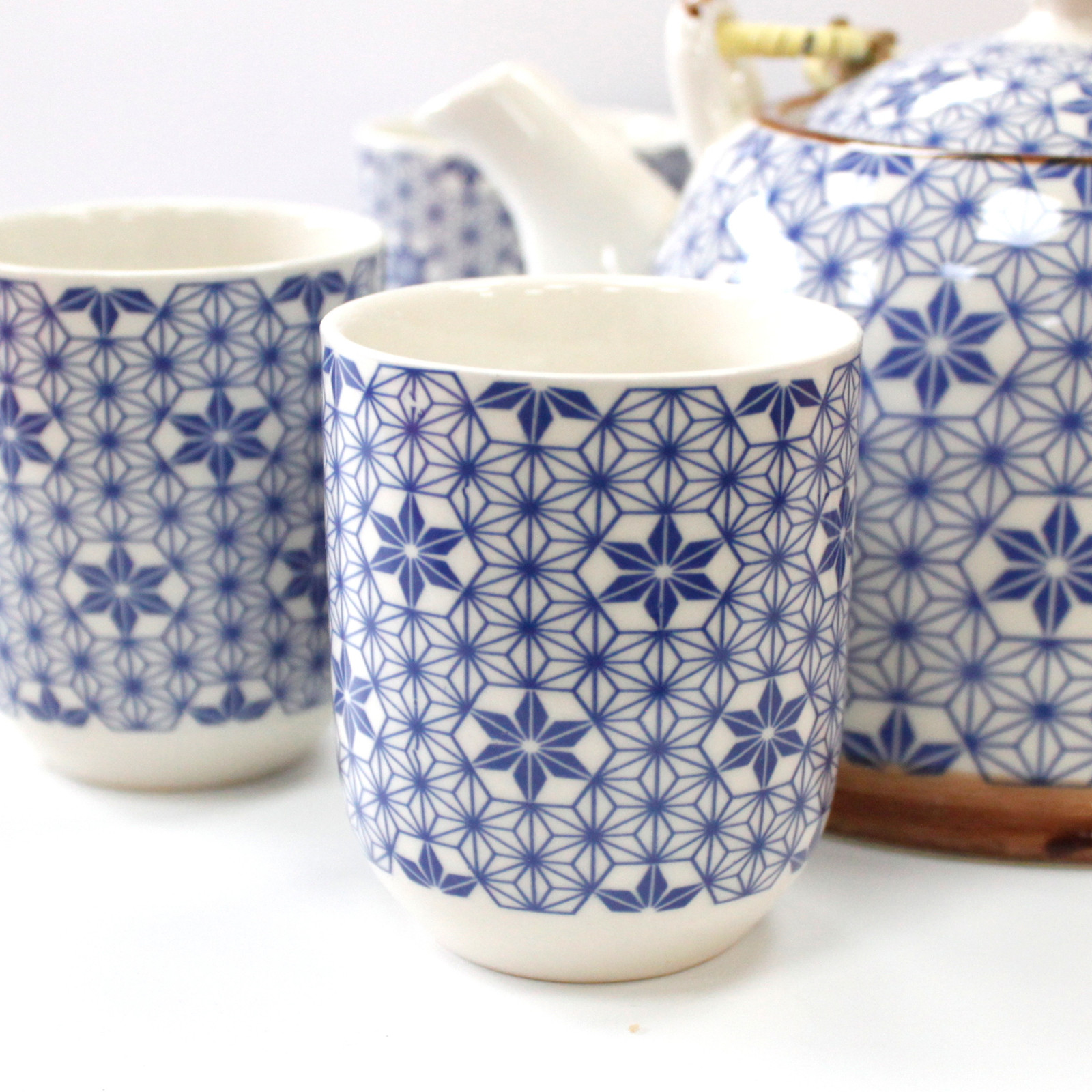Lovely Herbal Teapot Set - Blue Star with six matching cups - Image 2