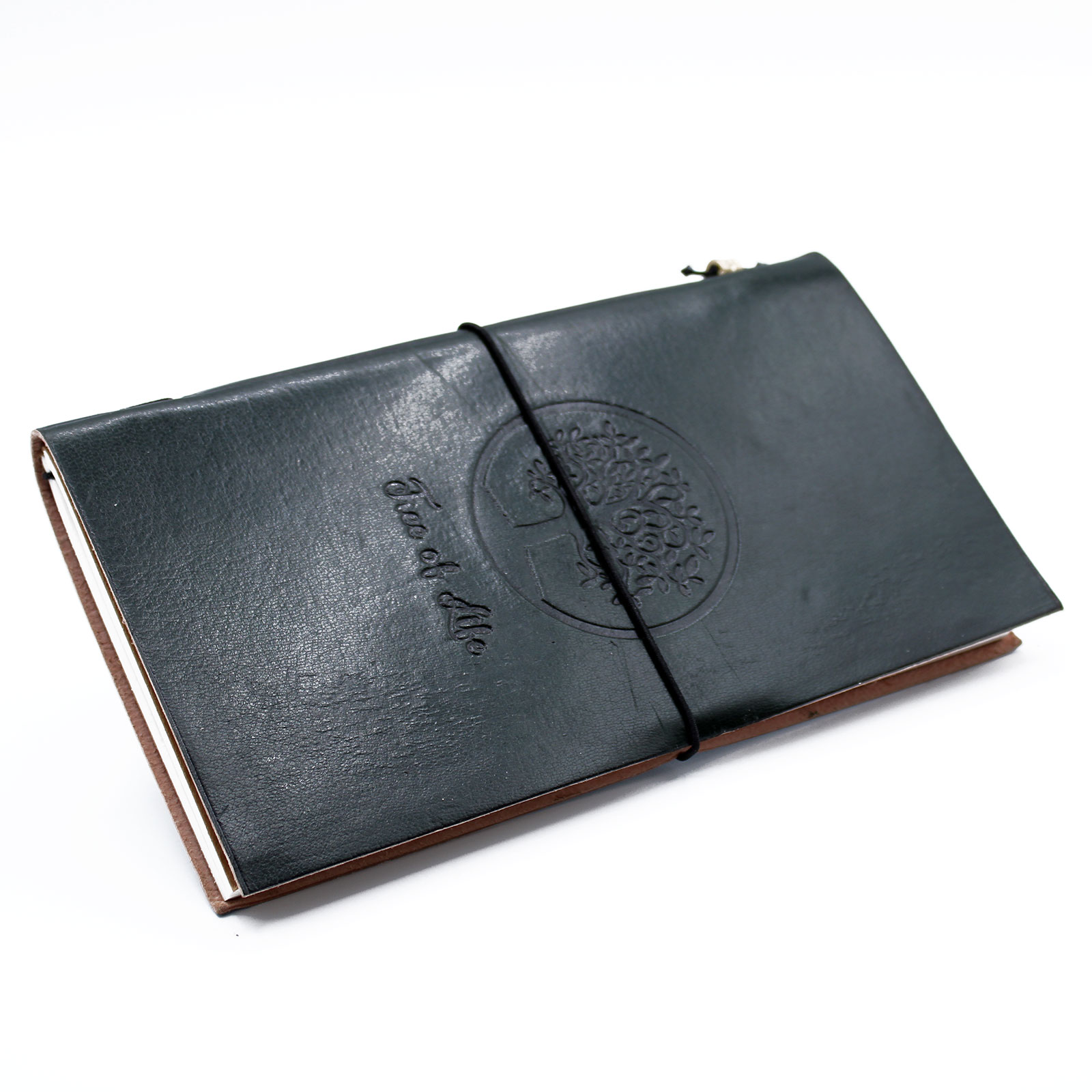 Handmade Leather Journal - Tree Of Life, Black