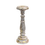 Wooden Hand Carved Candle Stand - White Gold 34CM