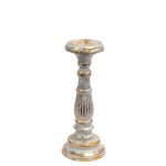 Wooden Hand Carved Candle Stand - White Gold 30CM