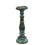 Wooden Hand Carved Candle Stand - Turquois Gold 34CM