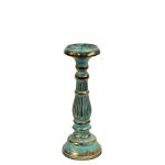Wooden Hand Carved Candle Stand - Turquois Gold 30CM