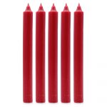 Solid Colour Dinner Candles, pack of five, Rustic Red