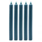 Solid Colour Dinner Candles, pack of five, Rustic Teal