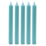 Solid Colour Dinner Candles, pack of five, Rustic Aqua