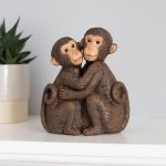 Lovely Monkey Couple, Ornament, Figurine, With Sentiment Box.