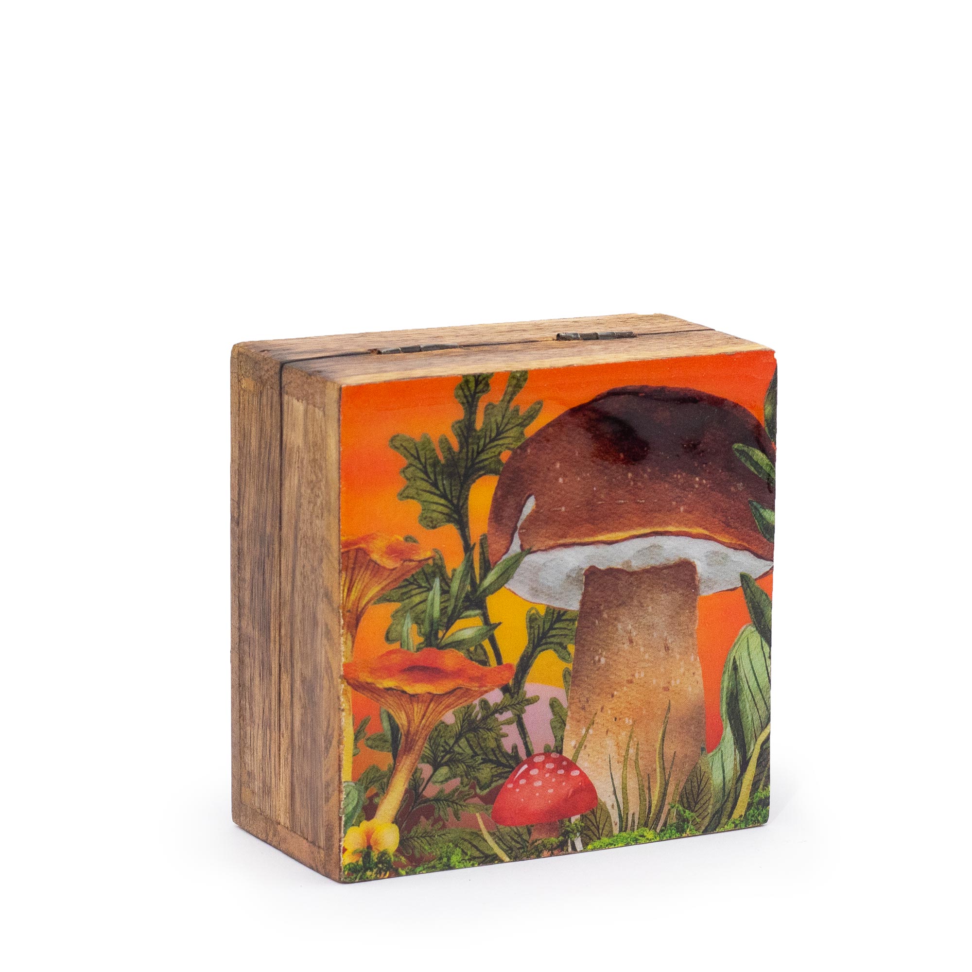 Fun Mushroom Design Trinket Box,10x 10x 4.2cm. Maroon.