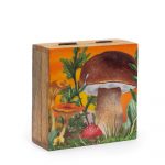 Fun Mushroom Design Trinket Box, Medium,13.5x 13.5x 6cm. Maroon.