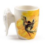 Premium Shaped Handle Ceramic Mug, Angel Wings, Great Gifts and Collectable.