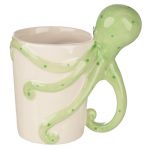 Premium Shaped Handle Ceramic Mug, Octopus, Great Gifts and Collectable.