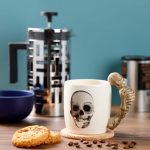 Premium Shaped Handle Ceramic Mug, Skeleton,Great Gifts and Collectable.
