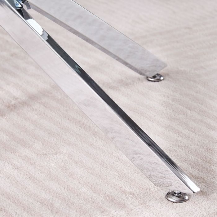 Quality Steel And Glass Amara 100cm Round Dining Table With Chrome Silver Legs - Image 2
