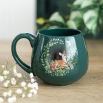 Premium Rounded Ceramic Mug, Green Fawn Design,Great Gifts and Collectable.