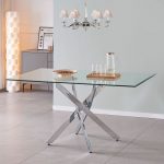 Quality Steel And Glass Amara 150cm Rectangular Dining Table With Chrome Legs