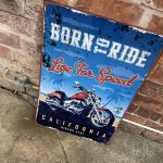 Born To Ride USA Motorcycle - Metal Advertising Wall Sign, four sizes.