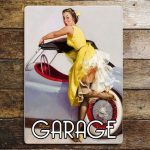 Lady and Car Personalised Garage Sign- Metal Advertising Wall Sign, four sizes.