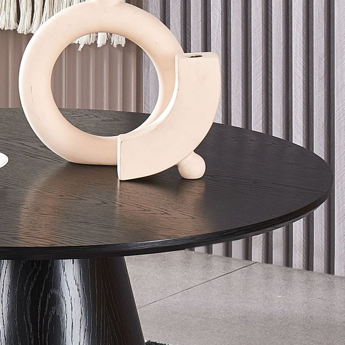 Oscura Black Round Wood Grain Effect Coffee Table - Image 2