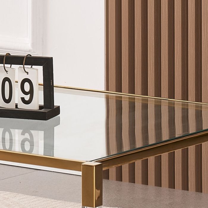 Vidrio Glass Coffee Table With Gold And Acrylic Frame - Image 3