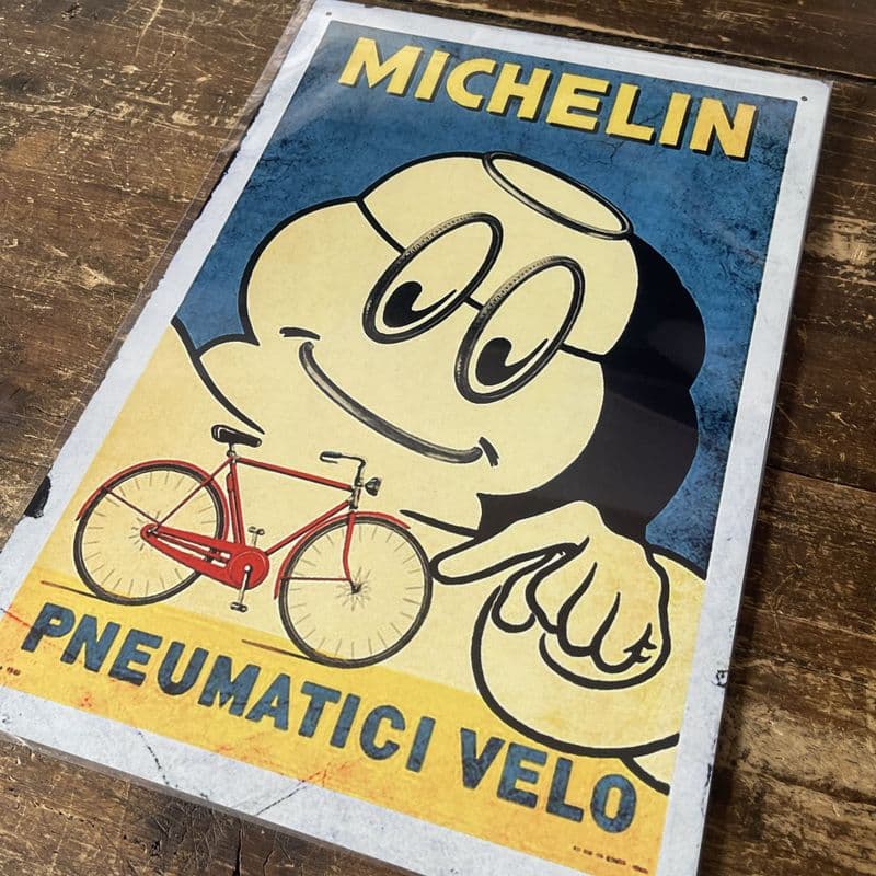 Michelin Bycycle tyres, Italian,- Metal Advertising Wall Sign, four sizes.