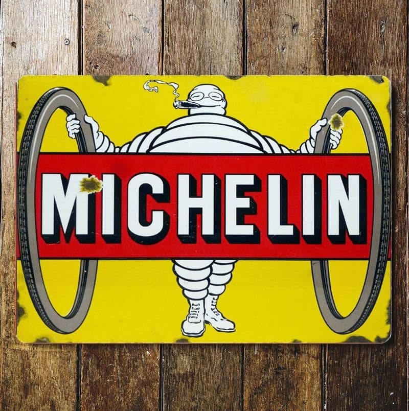 Michelin Tyres x 2 - Metal Advertising Wall Sign, four sizes.