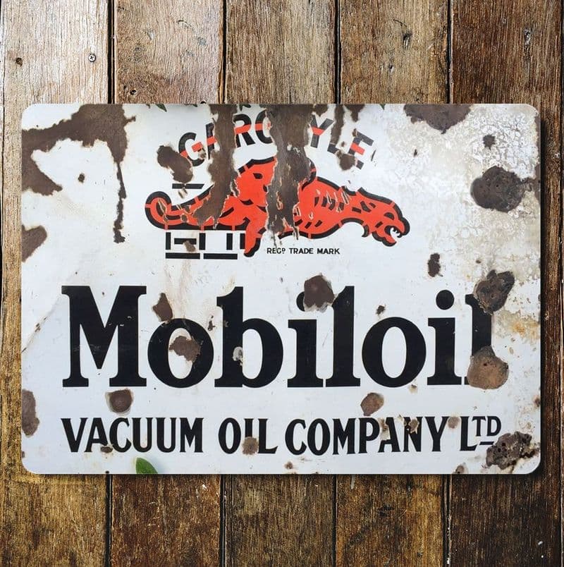 Mobiloil Motor Oil - Metal Advertising Wall Sign, four sizes.