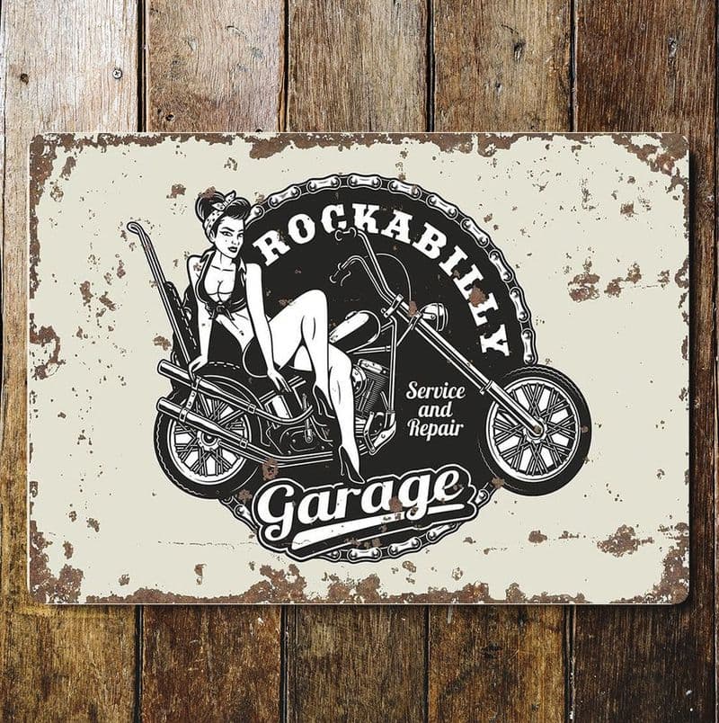 Rockabilly Garage Service Repair- Metal Advertising Wall Sign, four sizes.