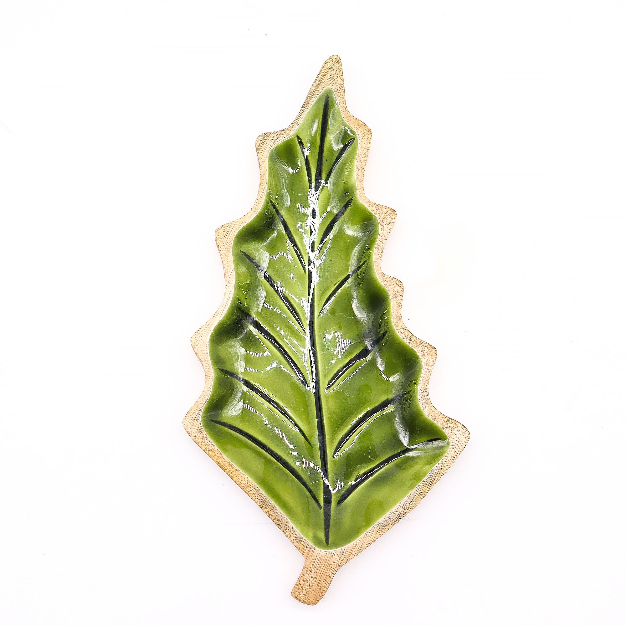 Lost in the Forrest -  Enamel Leaf Wooden Bowl - 33x17cm - Image 8