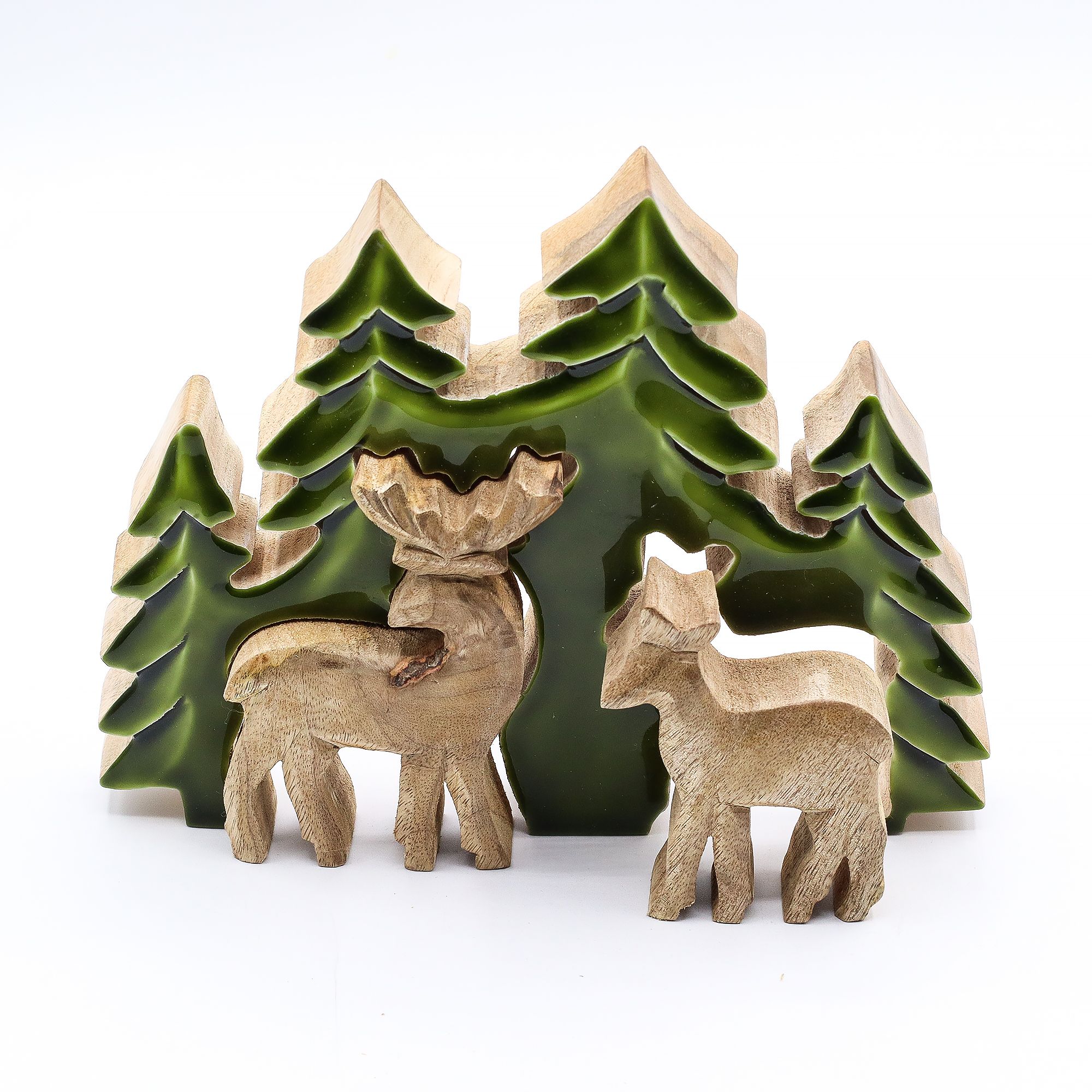 Lost in the Forrest -  Two Dear in the Forrest 3D Wooden Decoration - 18x23cm - Image 7