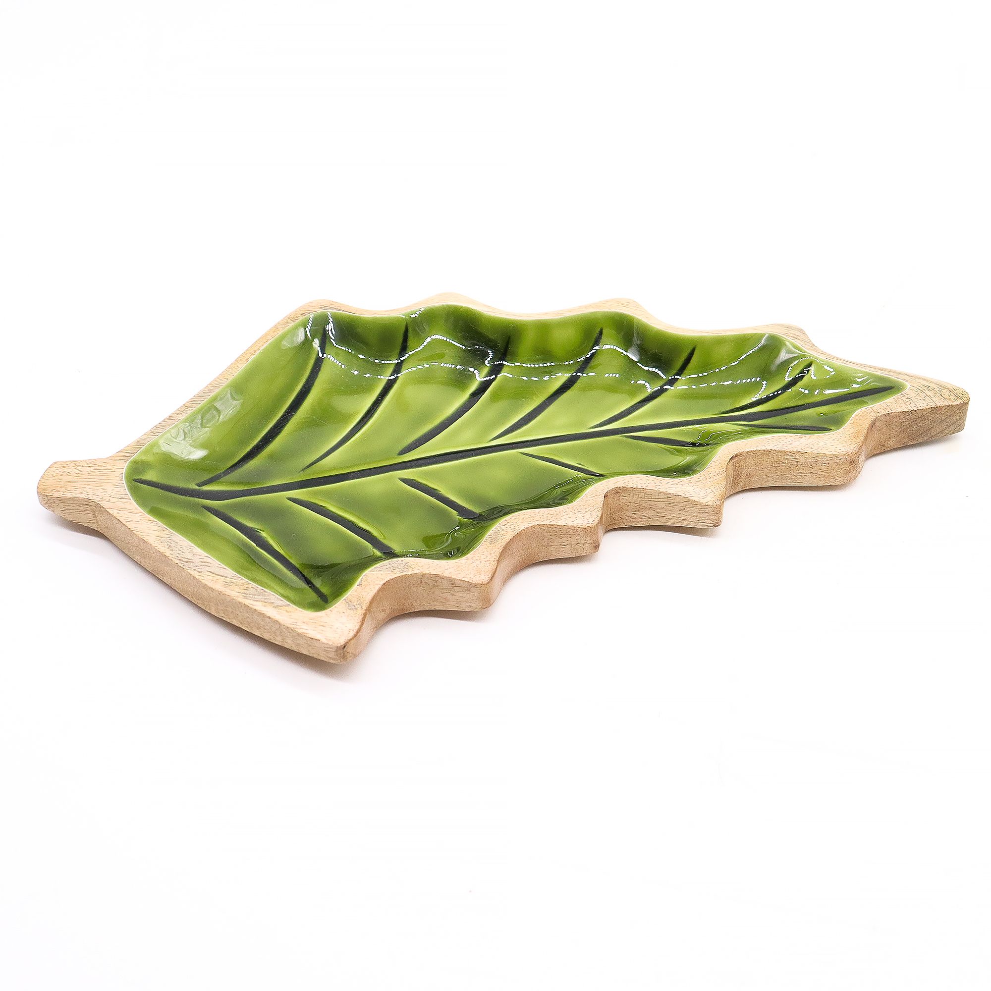 Lost in the Forrest -  Enamel Leaf Wooden Bowl - 33x17cm - Image 10