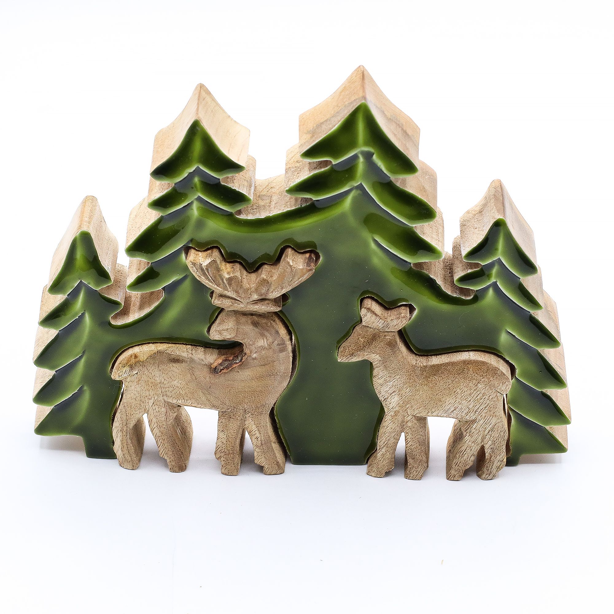 Lost in the Forrest -  Two Dear in the Forrest 3D Wooden Decoration - 18x23cm - Image 6