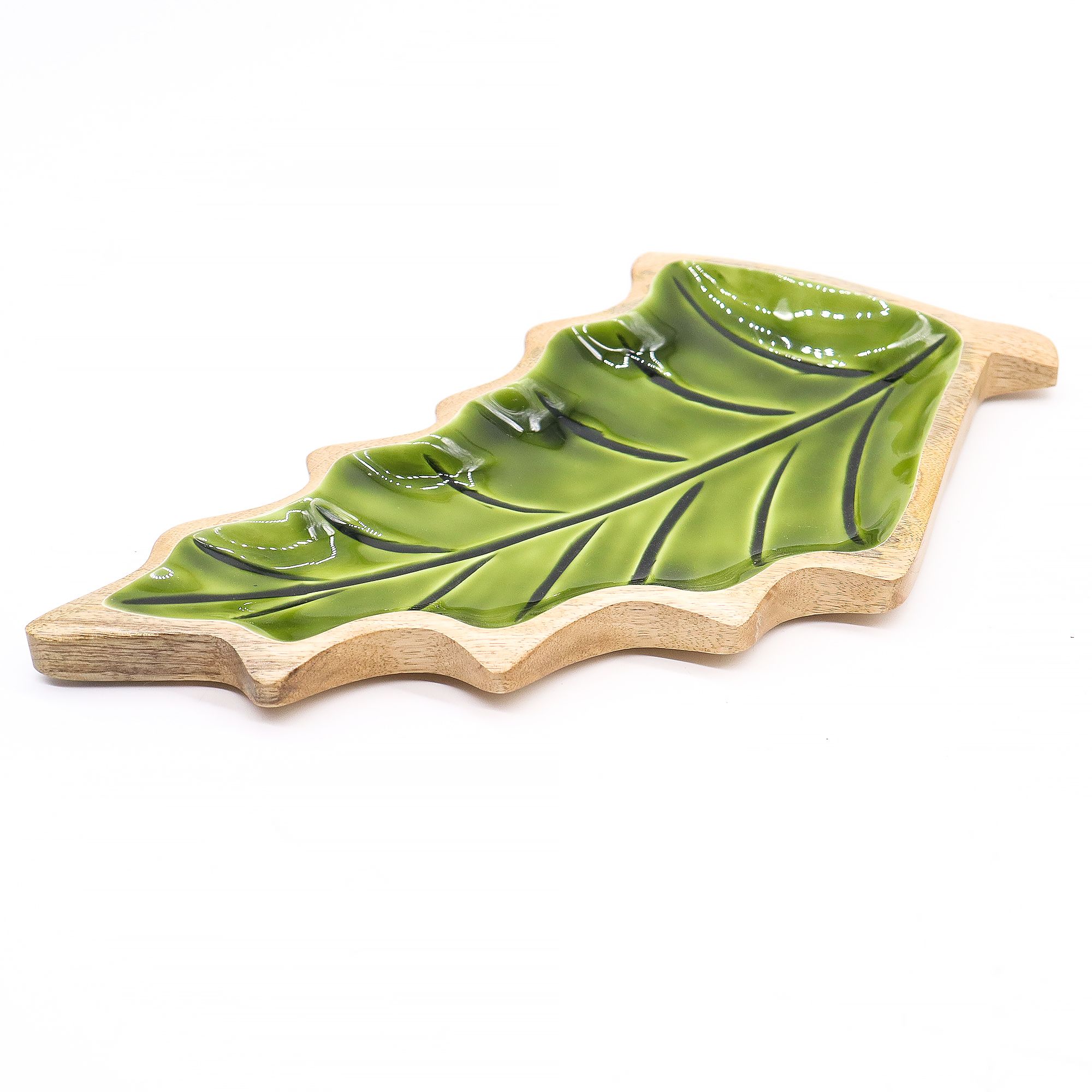 Lost in the Forrest -  Enamel Leaf Wooden Bowl - 33x17cm - Image 5