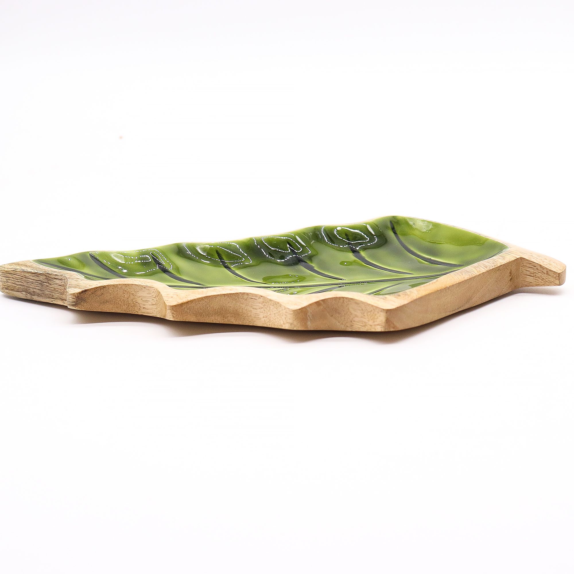 Lost in the Forrest -  Enamel Leaf Wooden Bowl - 33x17cm - Image 6