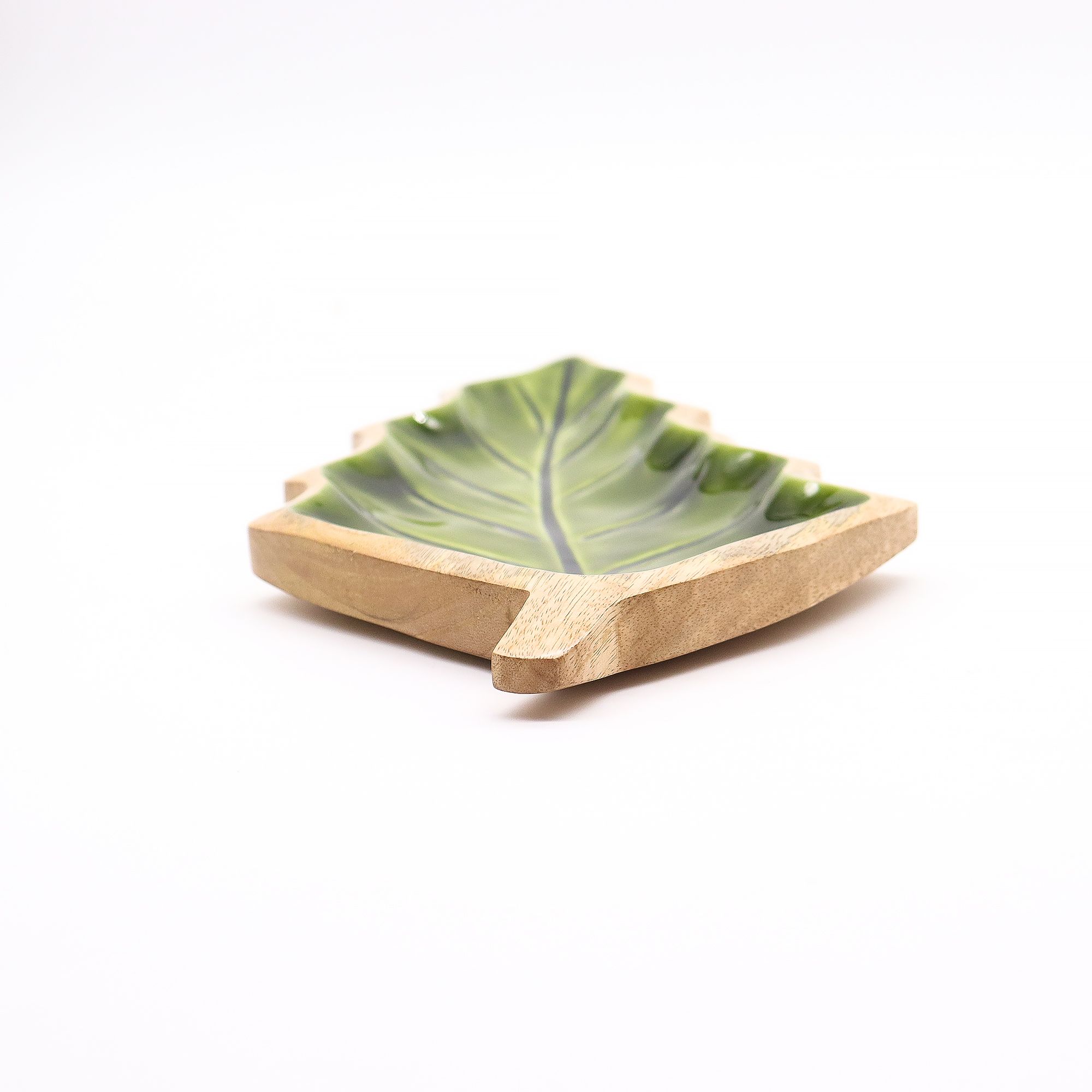 Lost in the Forrest -  Enamel Leaf Wooden Bowl - 33x17cm - Image 4