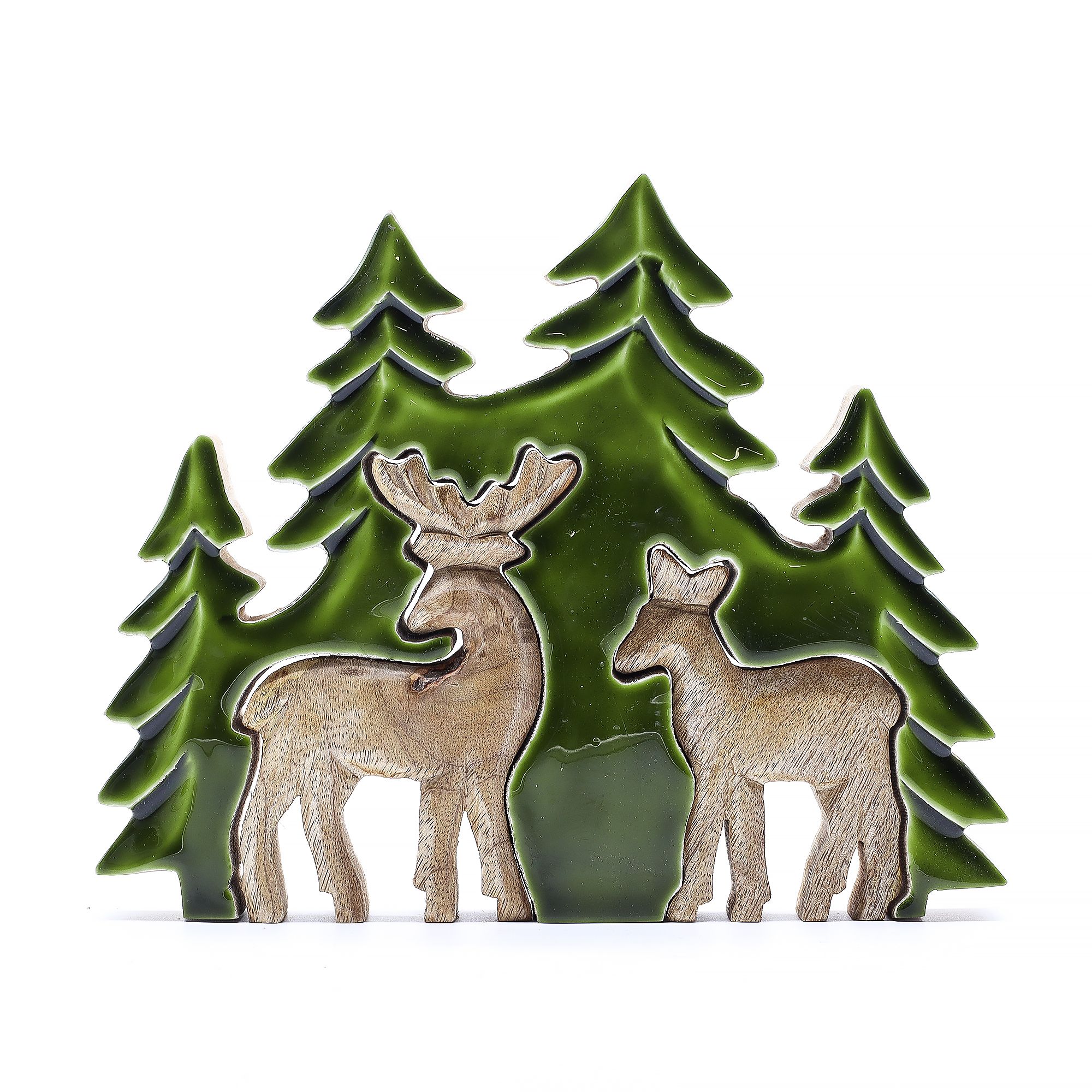 Lost in the Forrest -  Two Dear in the Forrest 3D Wooden Decoration - 18x23cm - Image 4