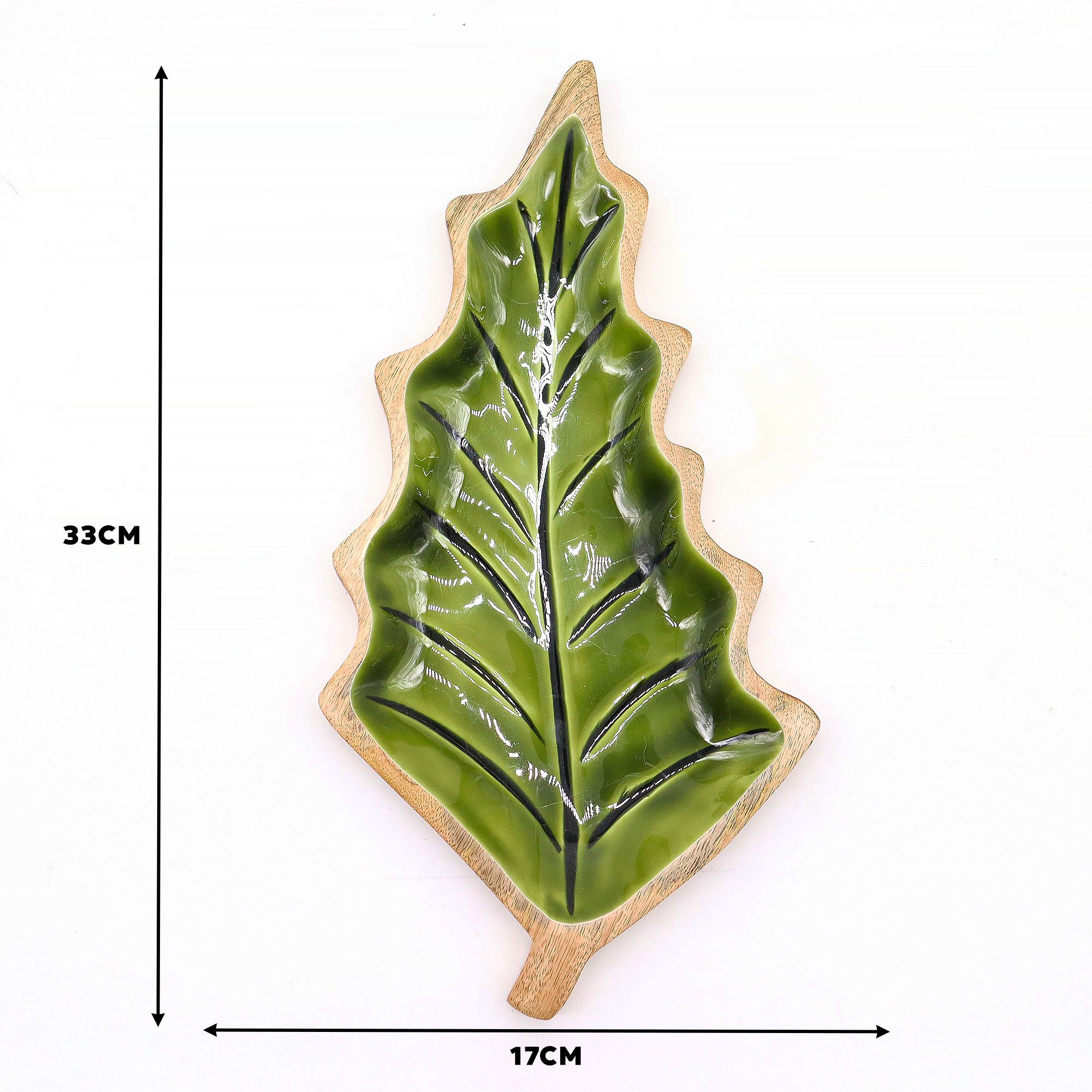 Lost in the Forrest -  Enamel Leaf Wooden Bowl - 33x17cm - Image 9