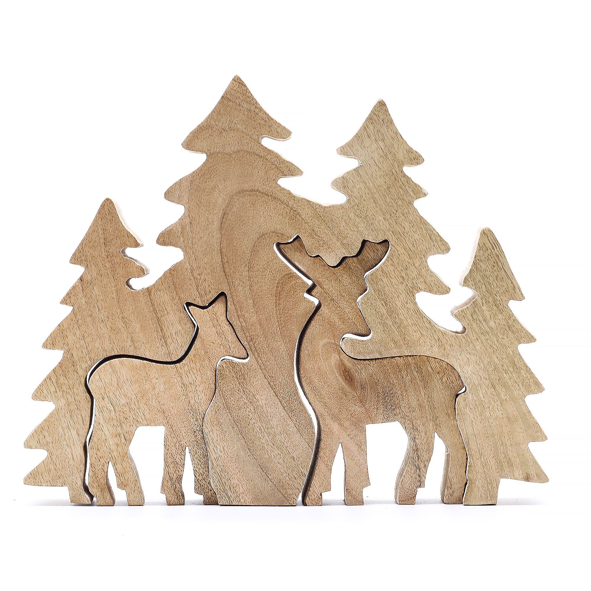 Lost in the Forrest -  Two Dear in the Forrest 3D Wooden Decoration - 18x23cm - Image 3