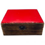 Large Ceramic Glazed Wood Box - 20x15x7.5cm - Red