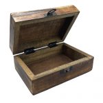 Medium Ceramic Glazed Wood Box - 15x10x6cm - Black