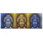 Buddha Painting - Three Heads Gold Detail Canvas Prints